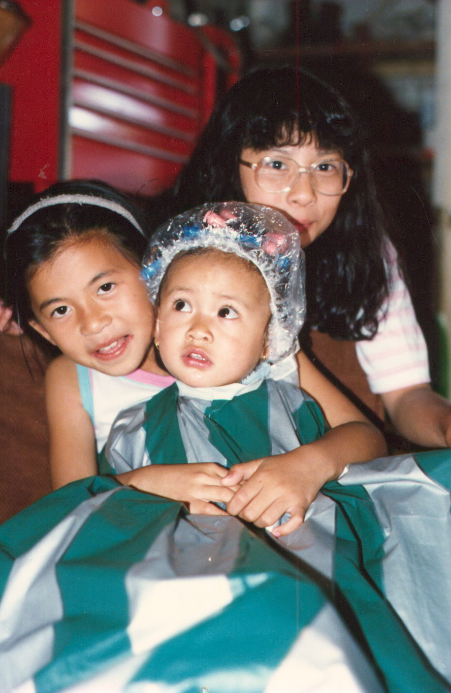 Laura age 3 with Helena and Chenda Peach.